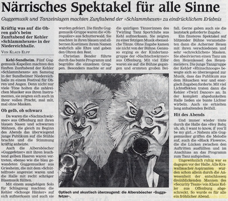 KKTeam aus der Presse - Mittelbadische Zeitung - Närrisches Spektakel für alle Sinne