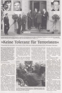 KKTeam aus der Presse - Mittelbadische Zeitung - keine Toleranz für Terroristen