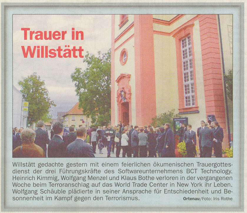 KKTeam aus der Presse - Mittelbadische Zeitung - Trauer in Willstätt